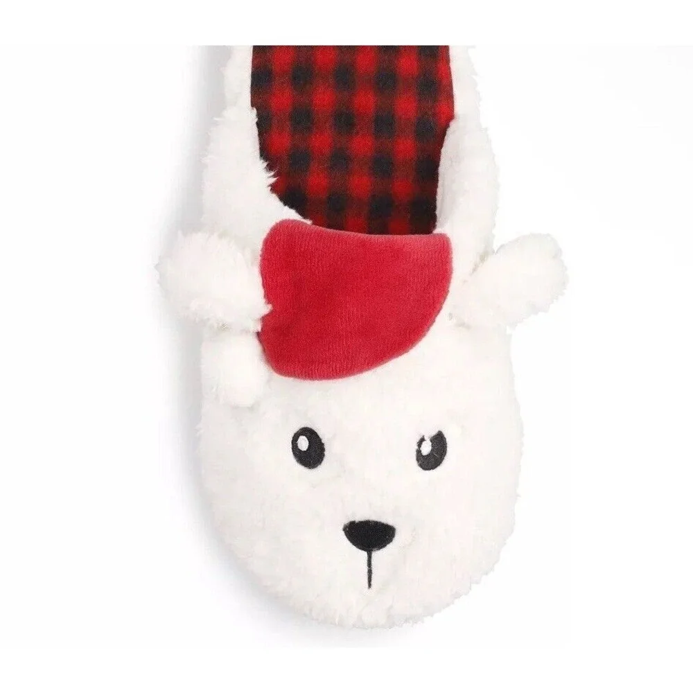 Christmas Slippers Boys Girls 2 Kids Slip On Clogs‎ Santa Hat Teddy Bear Youth